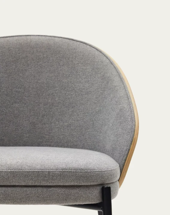 Eamy Chair Light Grey Chenille & Natural Finish