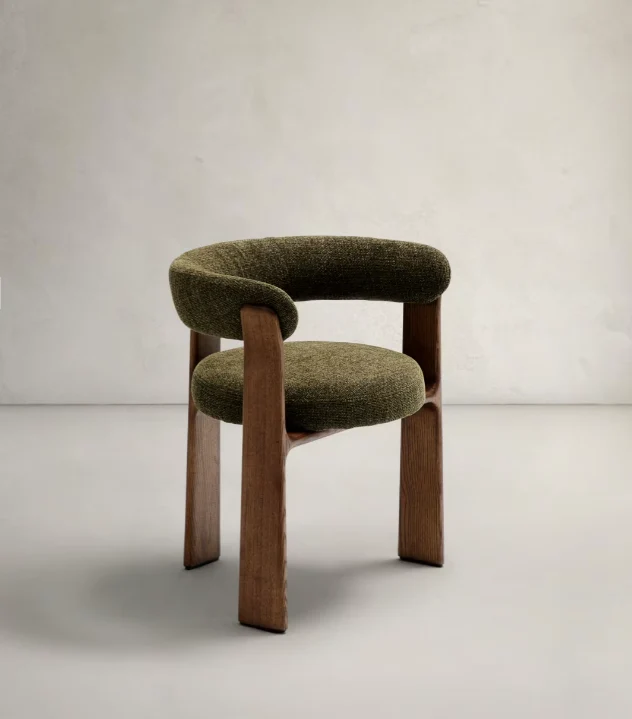 Granite Dining Chair Green Chenille & Walnut