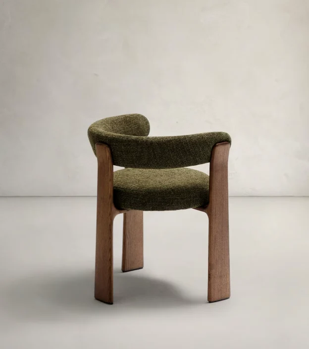Granite Dining Chair Green Chenille & Walnut