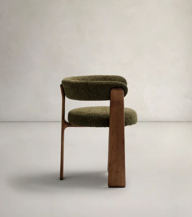 Granite Dining Chair Green Chenille & Walnut