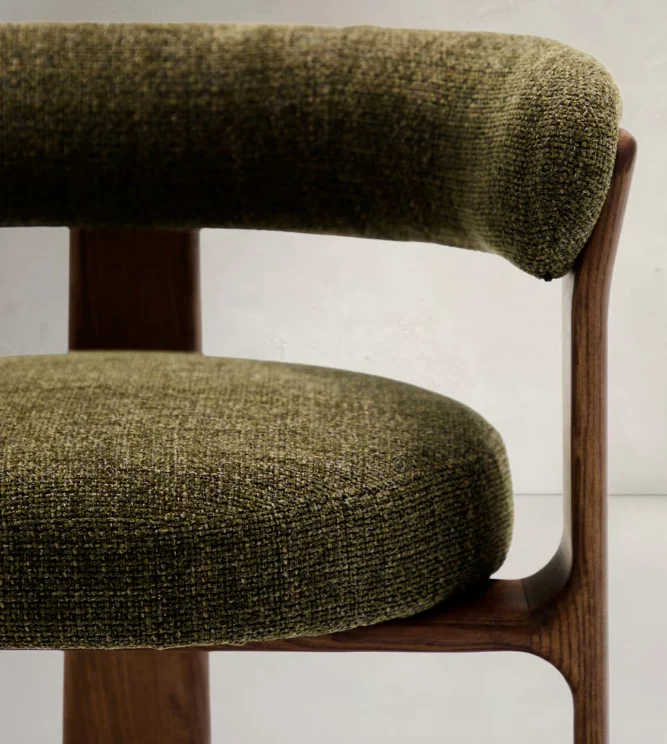 Granite Dining Chair Green Chenille & Walnut