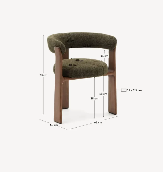 Granite Dining Chair Green Chenille & Walnut
