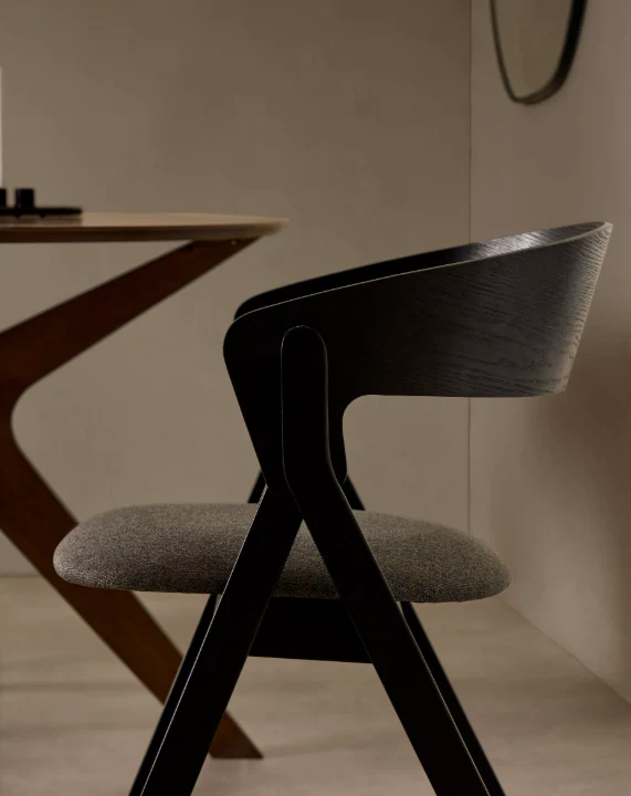 Godia Chair Black & Grey Chenille