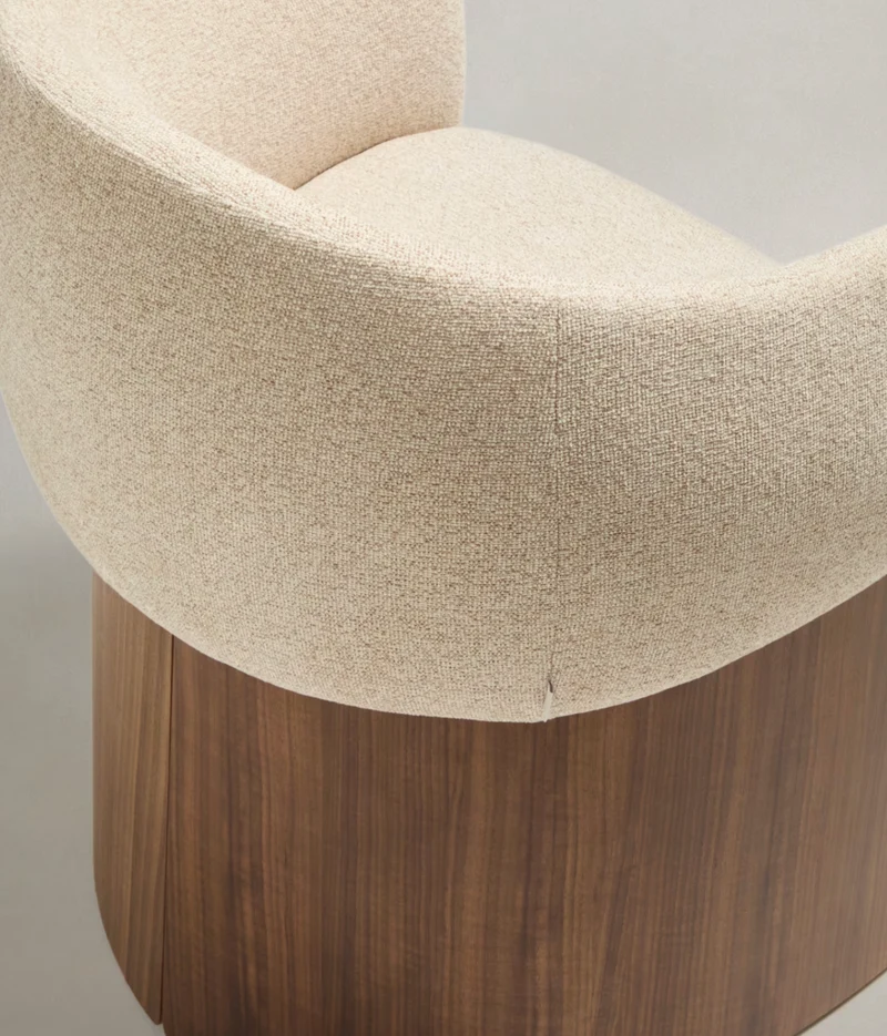 Bosca Chair Beige Chenille & Walnut