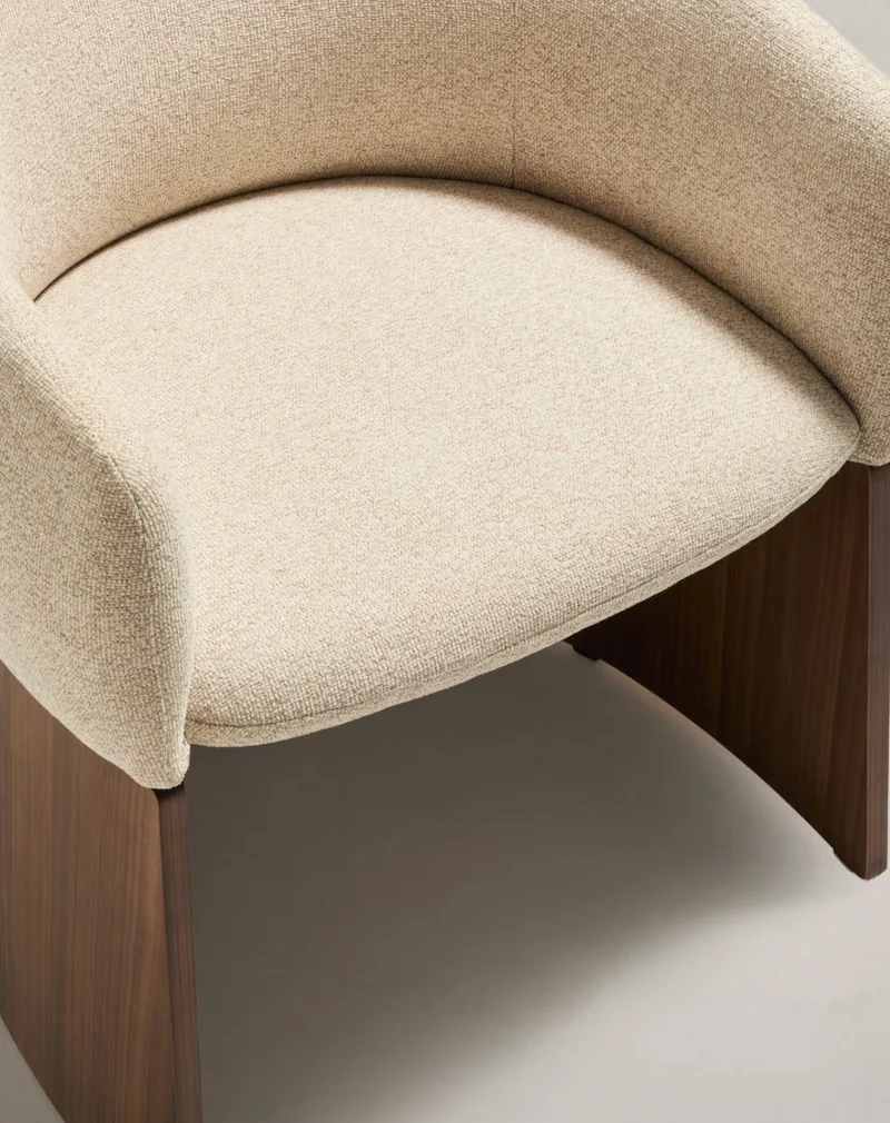 Bosca Chair Beige Chenille & Walnut