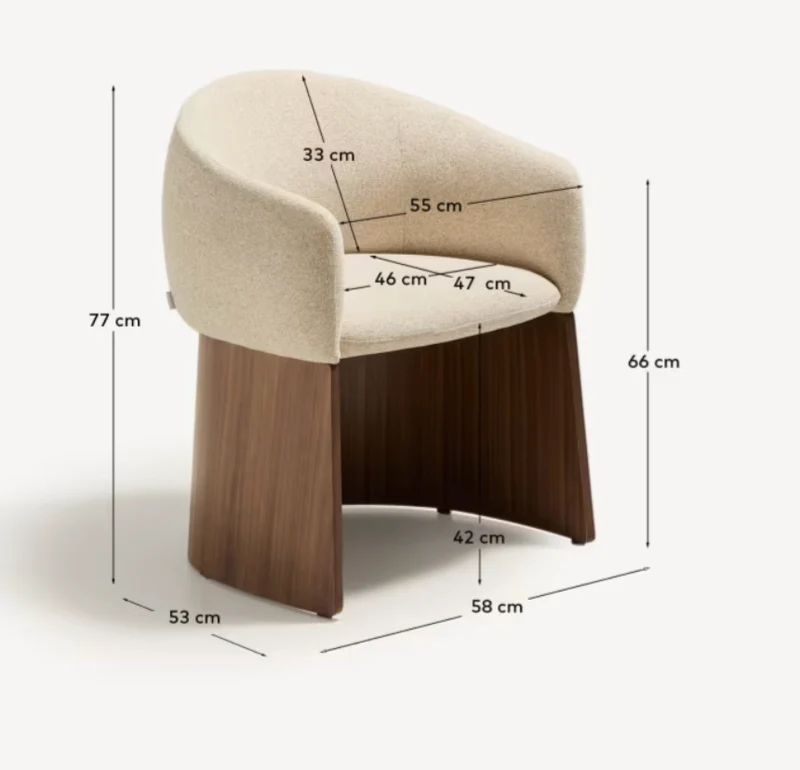 Bosca Chair Beige Chenille & Walnut
