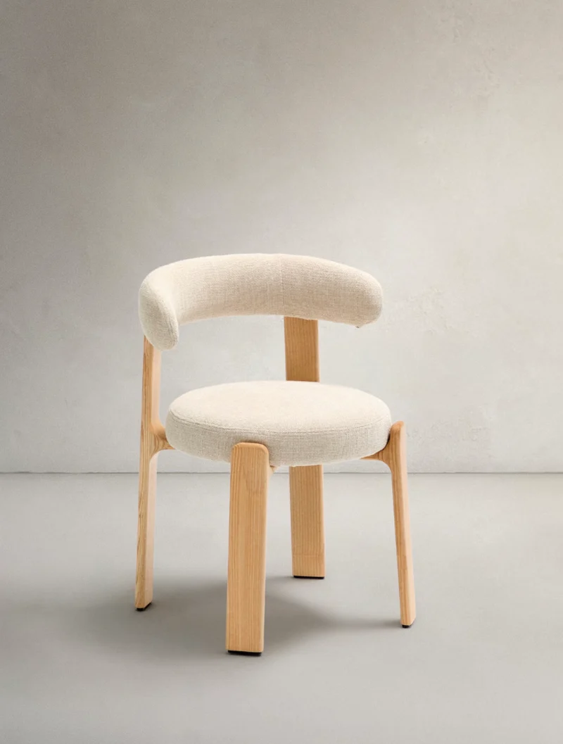 Granite Dining Chair Beige Chenille & Ash
