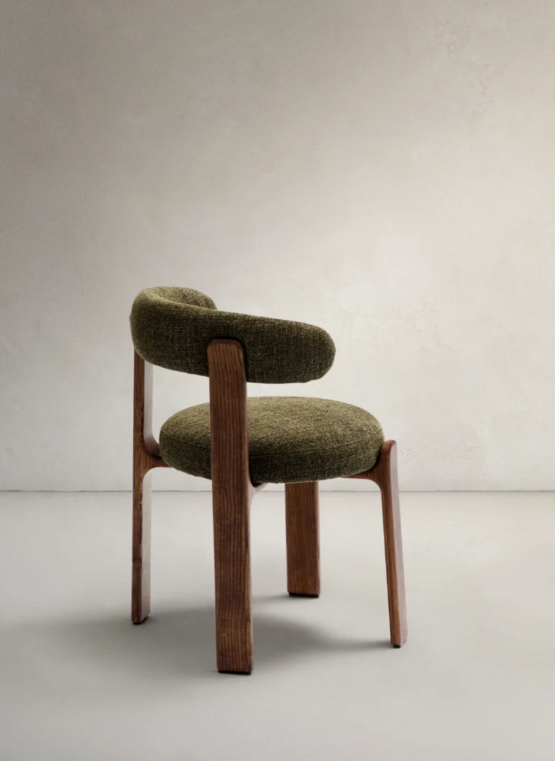 Granite Dining Chair Green Chenille & Walnut