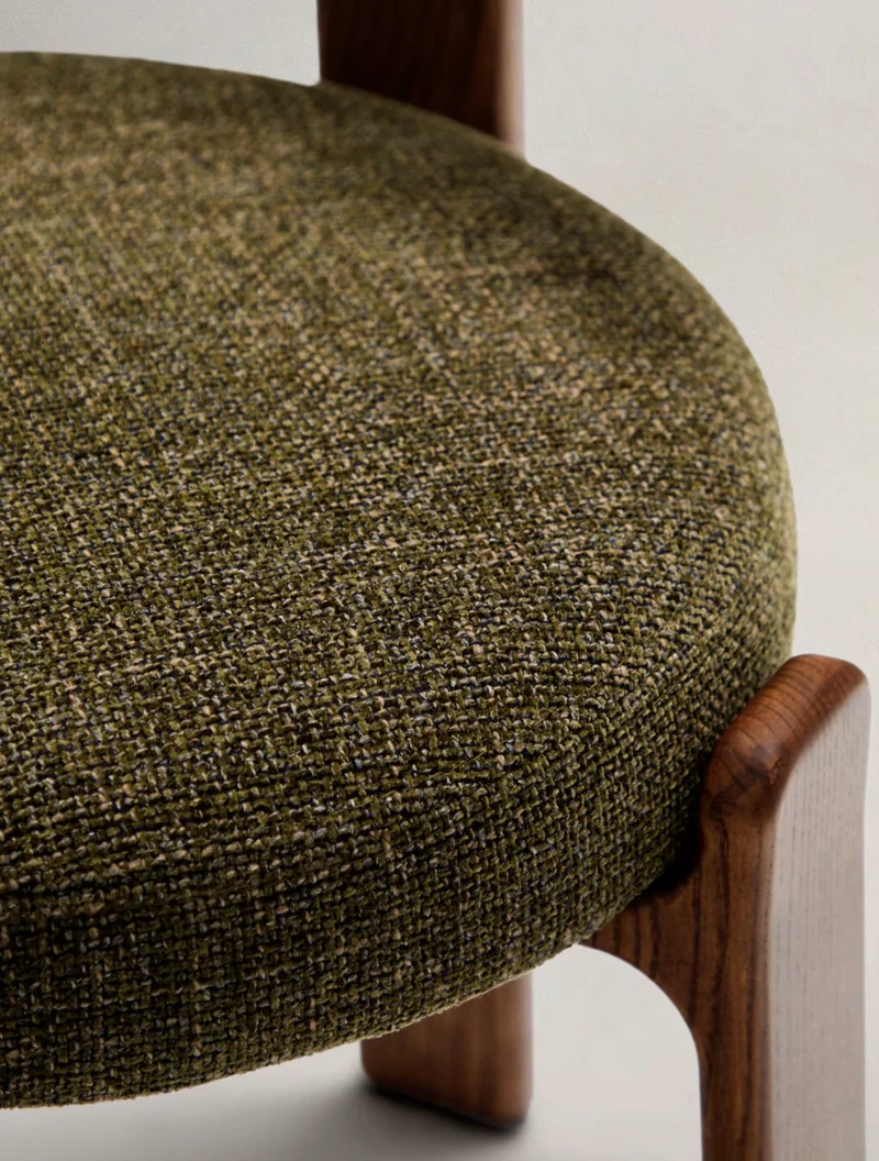 Granite Dining Chair Green Chenille & Walnut