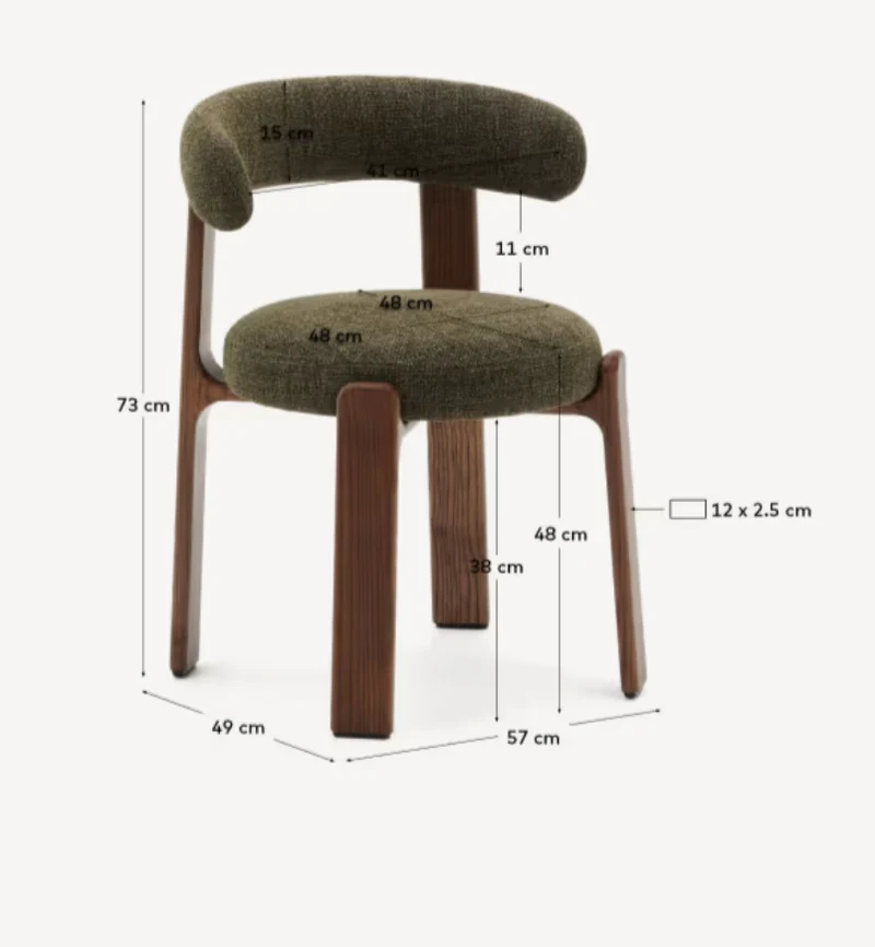 Granite Dining Chair Green Chenille & Walnut