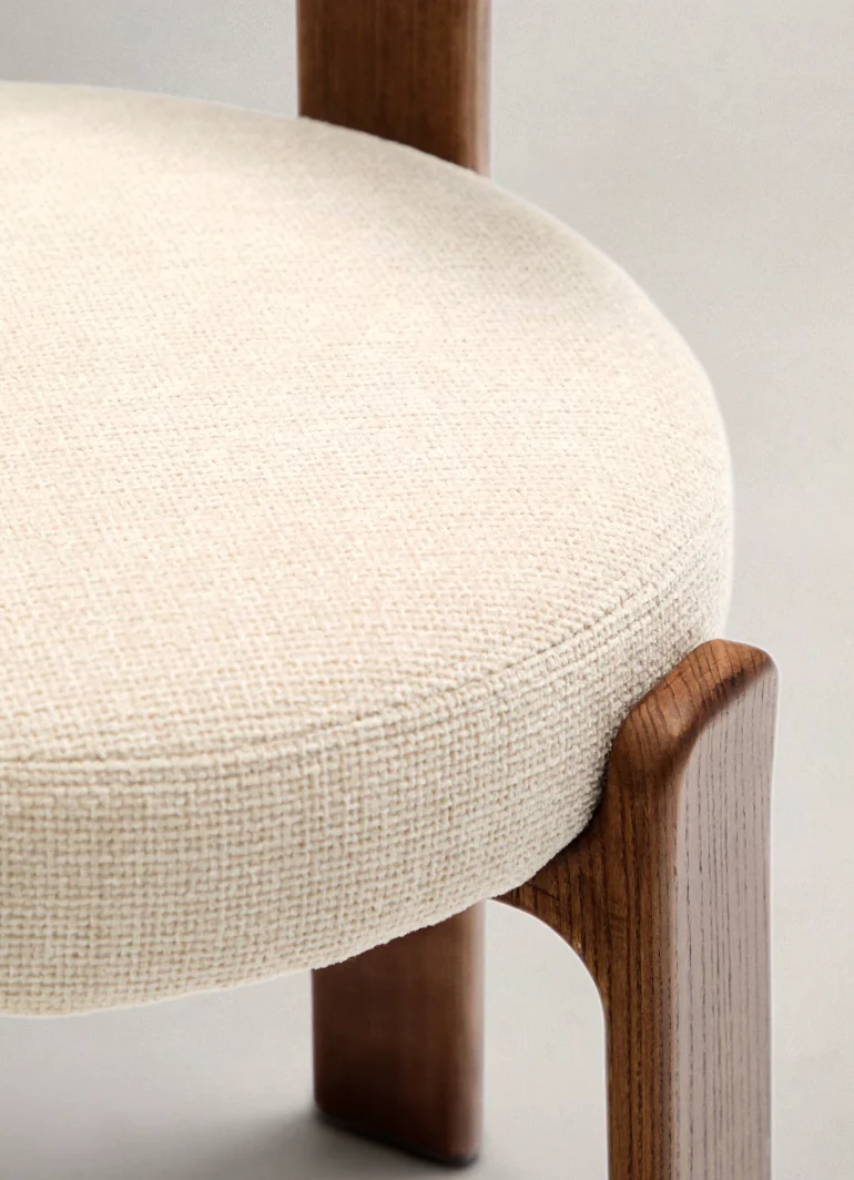 Granite Dining Chair Beige Chenille & Walnut