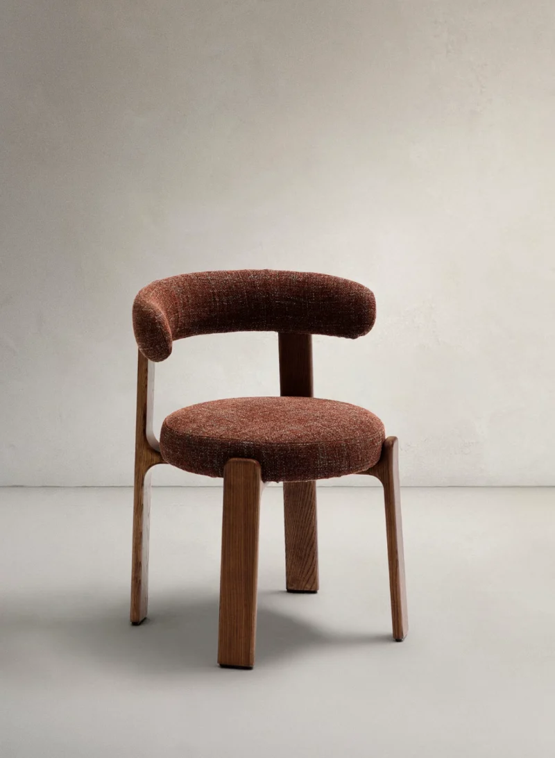 Granite Dining Chair Brown Chenille & Walnut