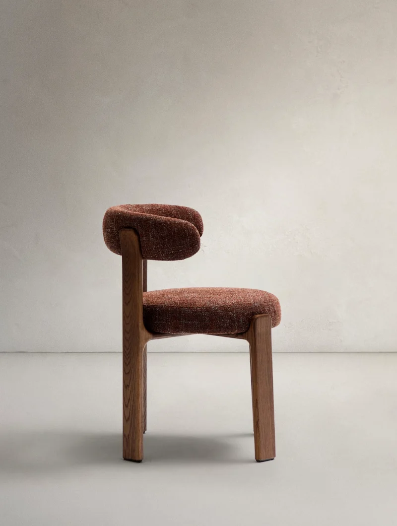 Granite Dining Chair Brown Chenille & Walnut