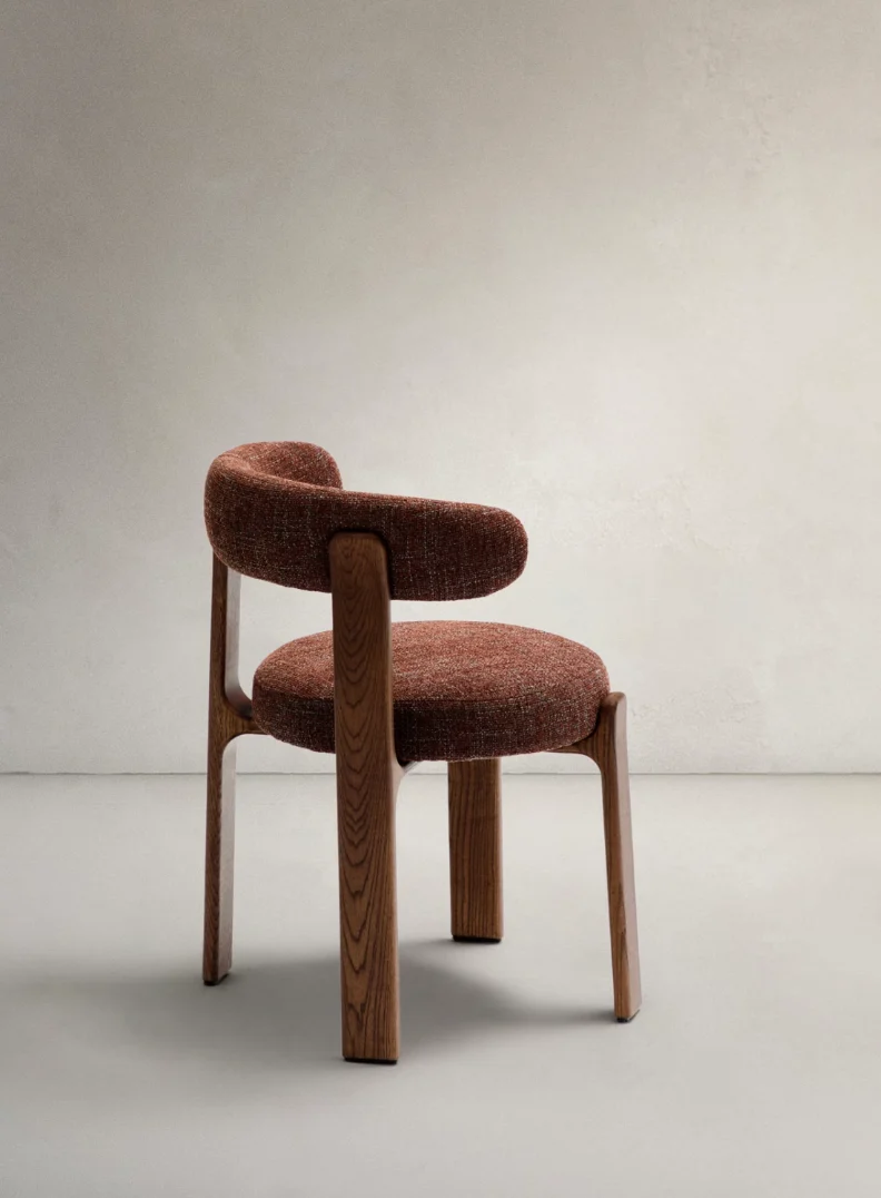 Granite Dining Chair Brown Chenille & Walnut