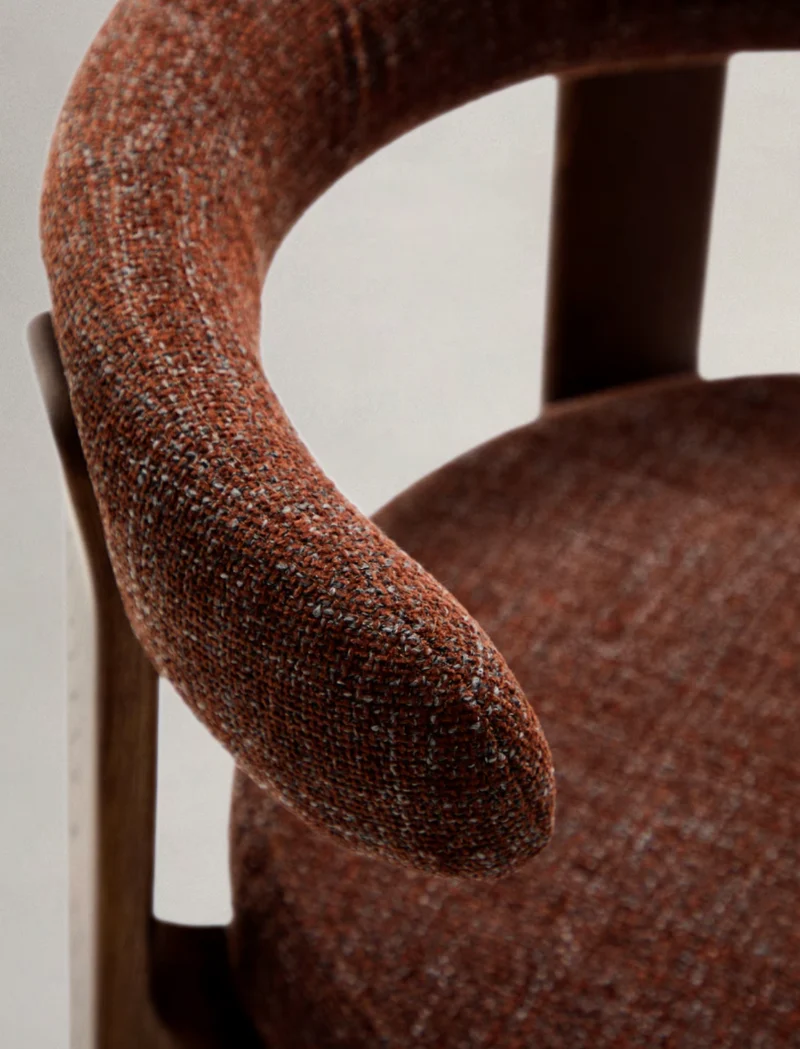 Granite Dining Chair Brown Chenille & Walnut