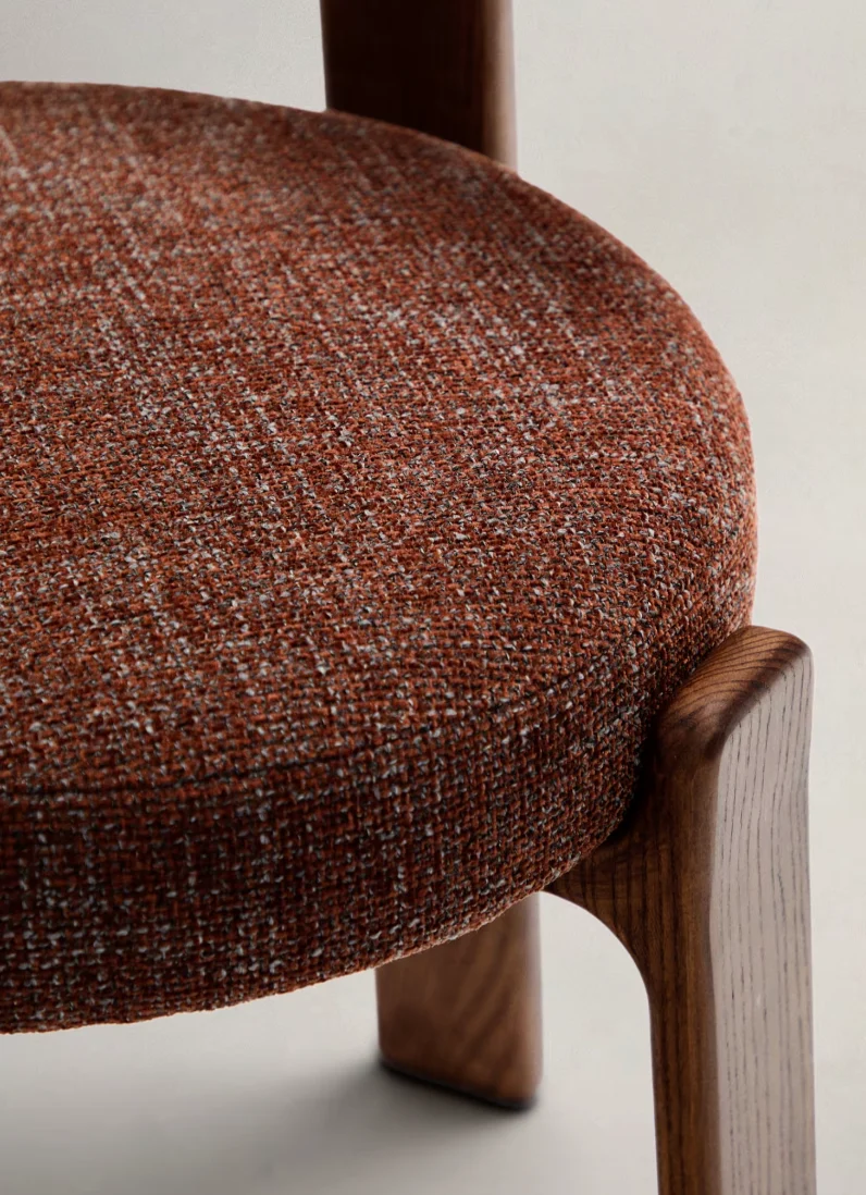 Granite Dining Chair Brown Chenille & Walnut