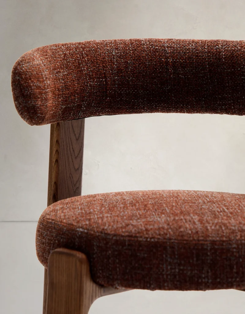 Granite Dining Chair Brown Chenille & Walnut