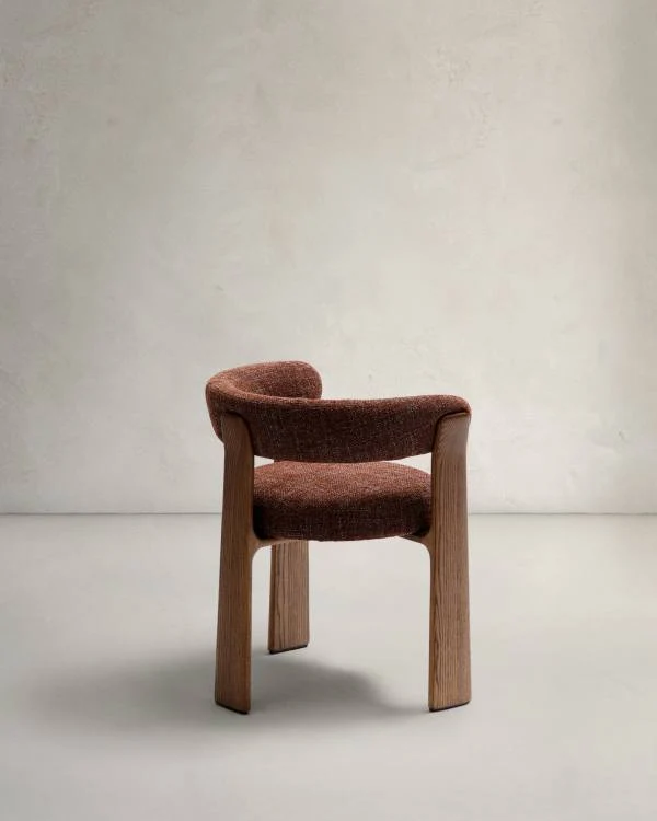 Granite Dining Chair Brown Chenille & Walnut