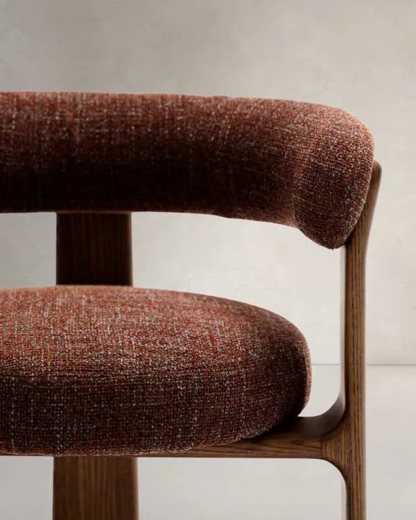 Granite Dining Chair Brown Chenille & Walnut
