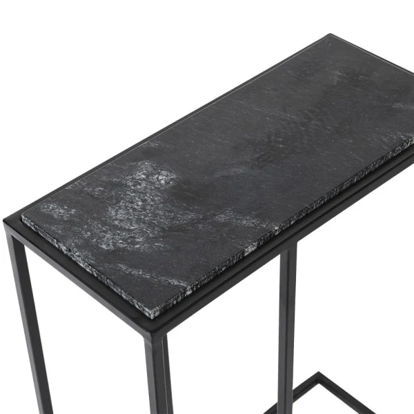 Black Marble Stone Side Table