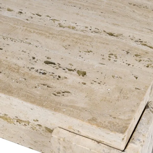 Santiago Travertine Marble Square Side Table