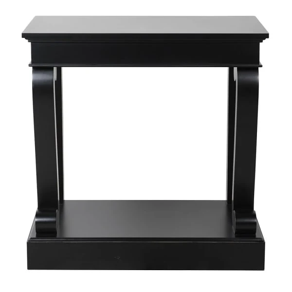 Black Fayence Scroll Leg Console Table