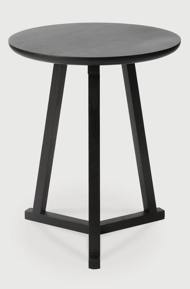 Oak Black Tripod Side Table