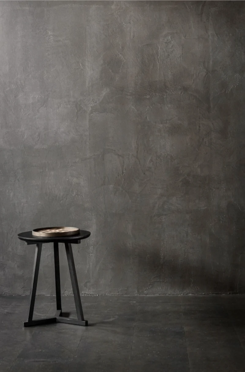 Oak Black Tripod Side Table