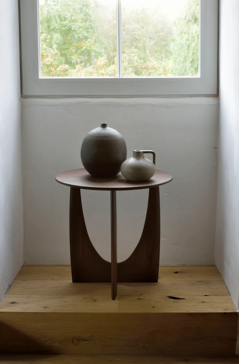 Teak Geometric Side Table