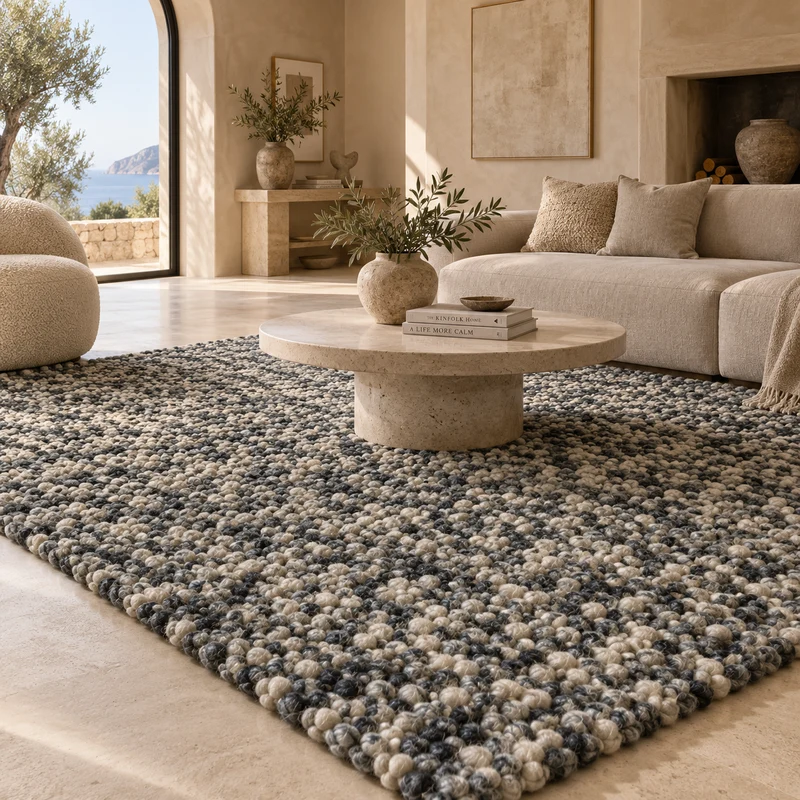 Tapis bouclette bleuetée