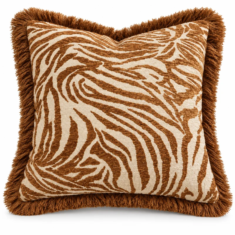 Coussin zébré à franges- Zana 50x50