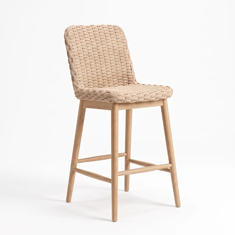 Tabouret Solea tressé en Teck naturel