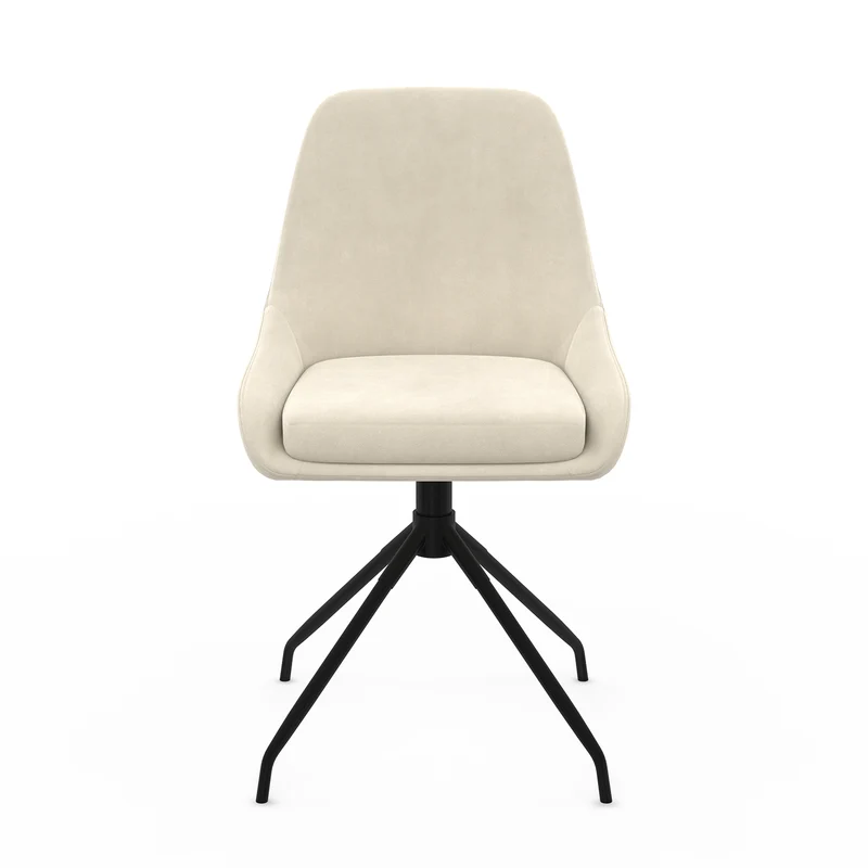 Chaises Olivia assise pivotante crème pieds métal - lot de 2