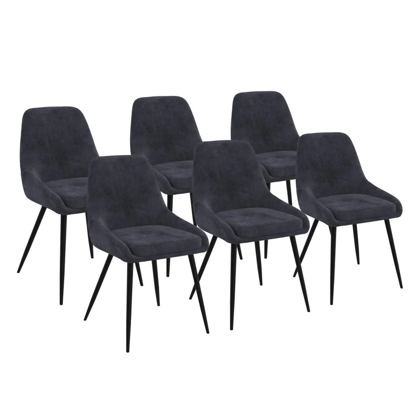 Chaises Olivia assise gris foncé pieds métal - lot de 6