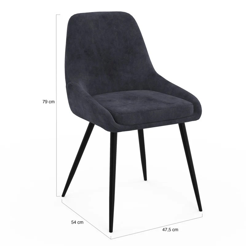 Chaises Olivia assise gris foncé pieds métal - lot de 6