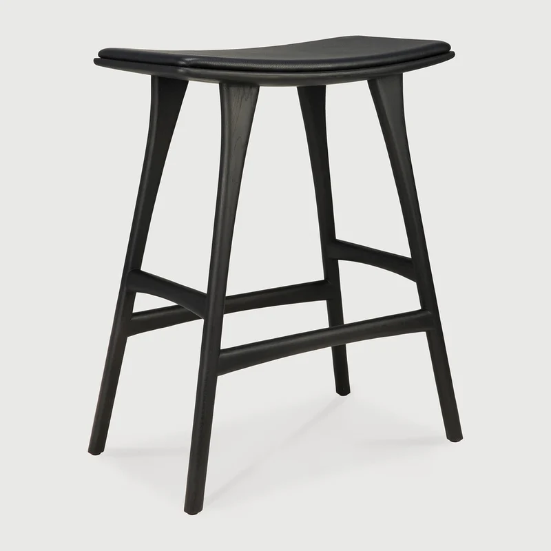 Osso Counter Stool - Black Leather