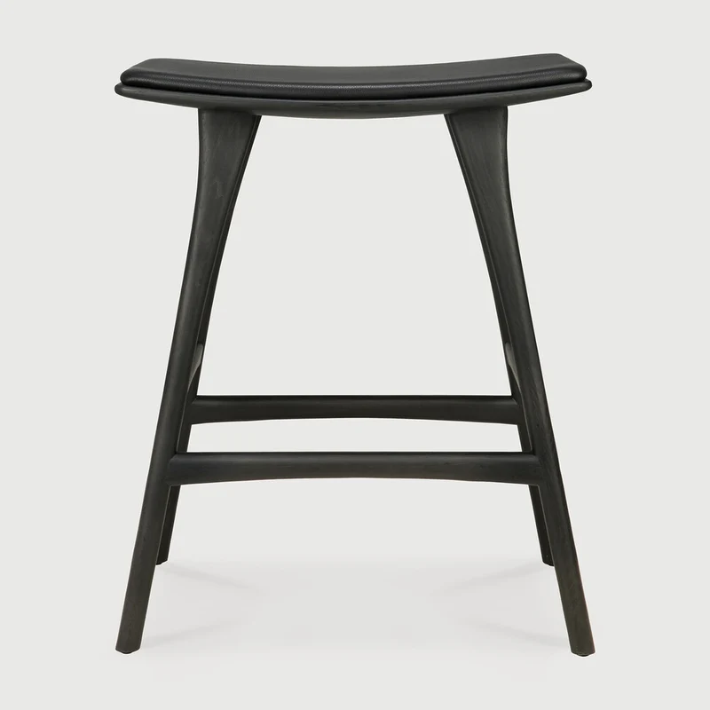 Osso Counter Stool - Black Leather