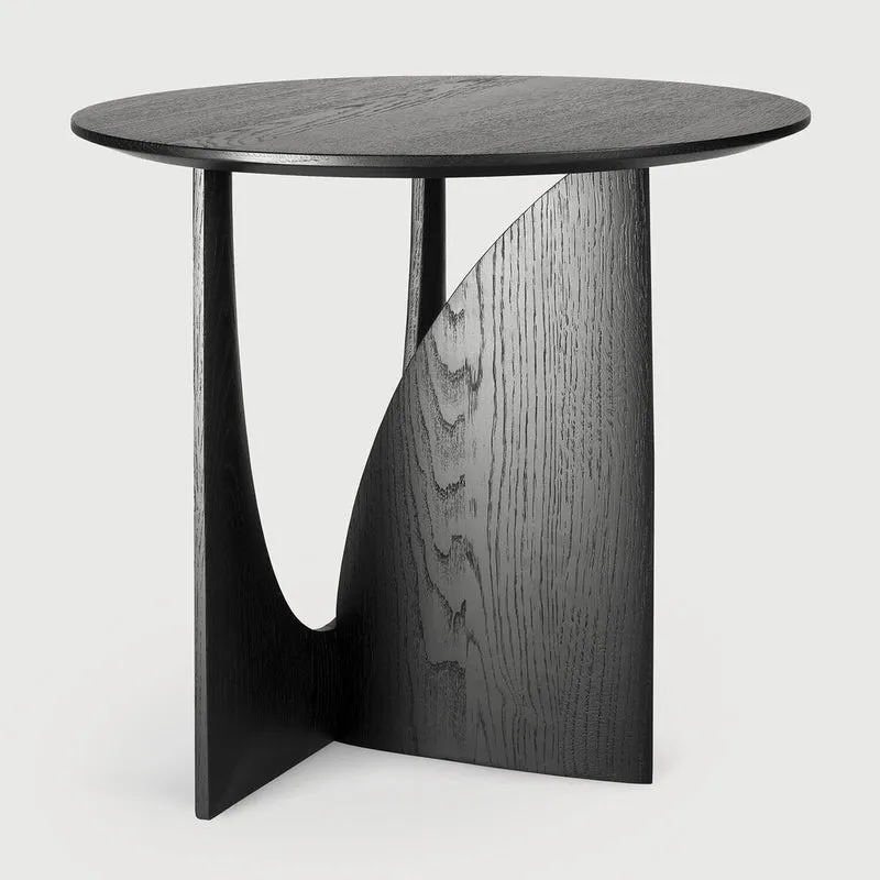Oak Geometric Black Side Table