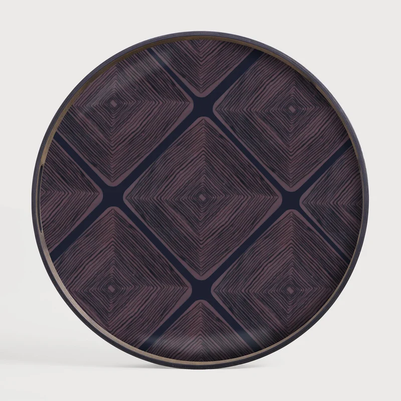 Round Midnight Linear Glass Tray