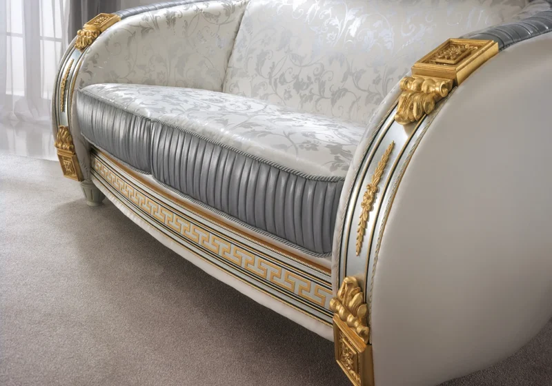 Fauteuil baroque italien bleu argenté - Liberty