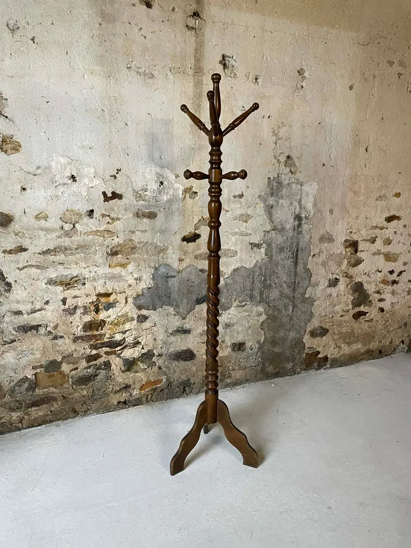 Porte-manteau ancien en bois tourné