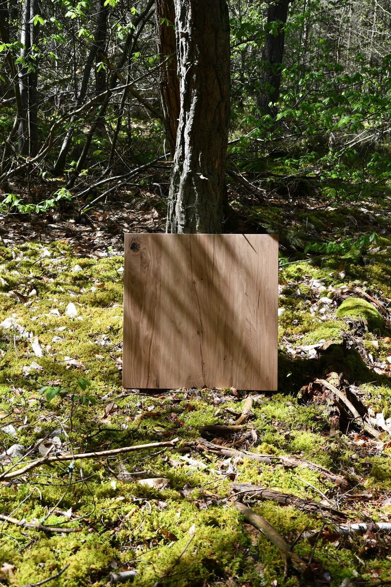 Plateau de Table en Chêne Massif Recyclé Premium - 70cm x 70cm