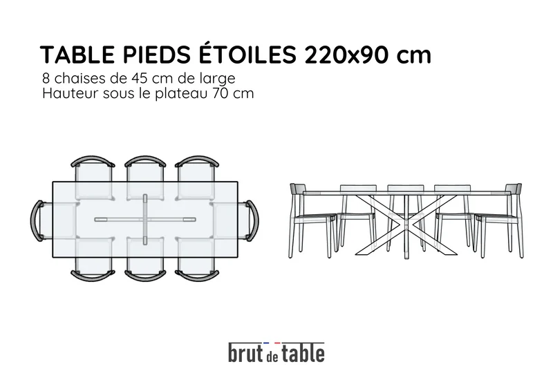Table en chêne massif et pieds étoile noir - ATMOS