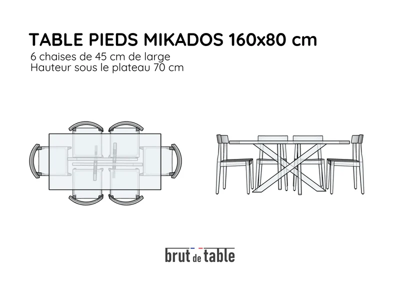 Table en chêne massif et pieds mikado noir - SOLEIL