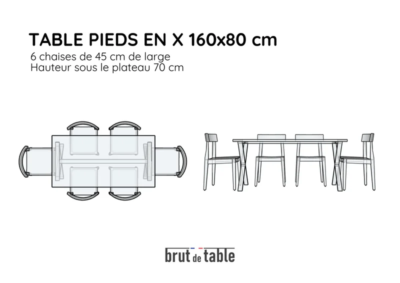 Table en chêne massif et pieds en X noir - POLE