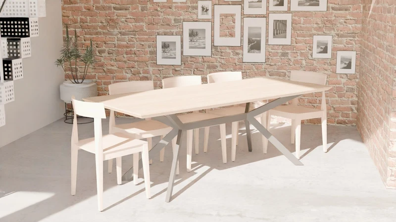 Table en chêne massif et papillons gris anthracite - ETOILE