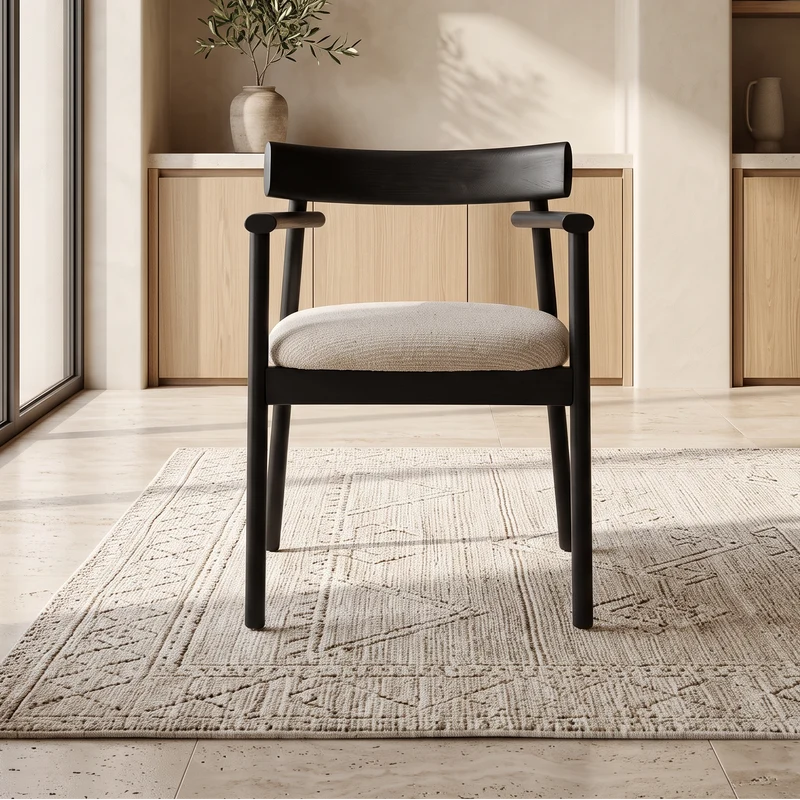 Chaise GAIA noir et tissu crème