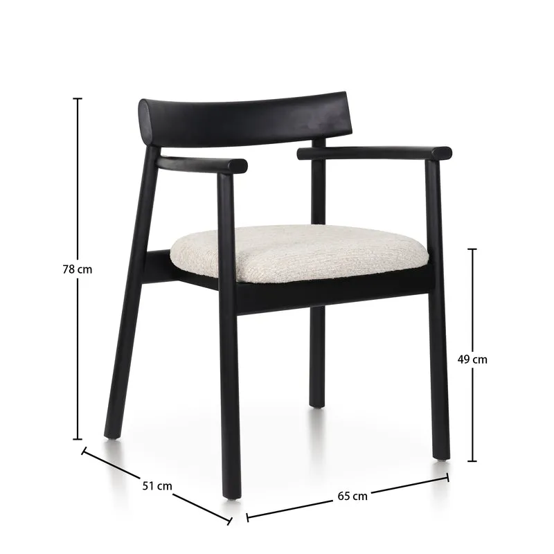 Chaise GAIA noir et tissu crème