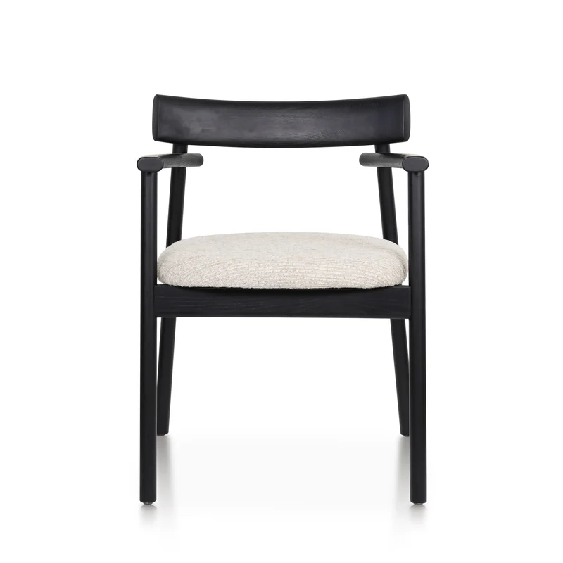 Chaise GAIA noir et tissu crème