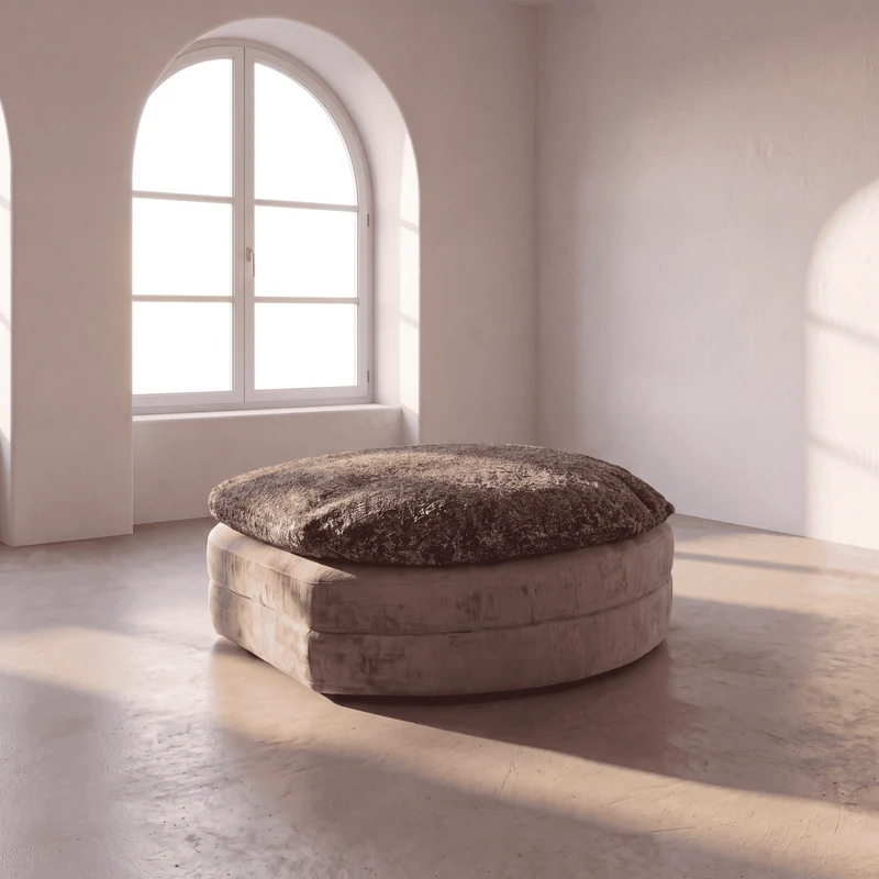 Pouf Roma avec surcoussin bouclette